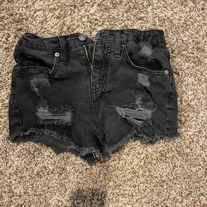 Distressed jean shorts with pockets, size 0